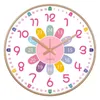 Wall Clocks Homeschool Room Clock Colorful Round Silent Enhance Time-telling Skills In Kids' Decor