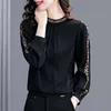 Bluse Elegante ONeck Falten Stickerei Blusen 2022 Herbst Neue Übergroßen Lose Casual Tops Langarm Pendeln frauen Kleidung Hemd