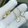 Bracelet Earrings Necklace Charm 18K Quality V Gold Luxury Brand Women Girls Earrings Neckalce Bracelet Fine Mother Pearl Shell Mini Butterfly Jewelry Sets 231124