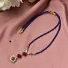 Kedjor Natural Lapis Lazuli Southern Red Tianhe Stone Cinnabar Jasper Sun Flower Pendant Sweater Chain for Women