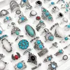 Cluster Ringe 50100PcssLot Vintage Boho Blauer Stein Türkis Ringe für Frauen Großhandel Mix Styles Ethnische Fingerring Set Schmuck Party Geschenke 230425