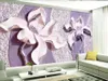 Wallpapers 3D muurschilderingen behang voor woonkamer reliëf paarse Magnolia TV achtergrond muur