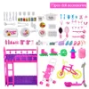 Dolls 6 People Family Doll Set met 70 accessoires Zwangere mam papa zoon Baby Kelly Dolls For Girls Fashion Kids Children Playhouse Toy 230426