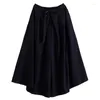 Mäns byxor 2023 Dark Fashion Hakama Japanese Harajuku Par Overized Trousers Korean Loose Plus Size Black Culottes Män kvinnor kläder