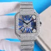 Full Diamond Hollow Out Watch Mens Quartz Ruch Watches 39,8 mm ze stalową bransoletką z diamentem