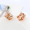 Stud Earrings 11.11 Oval Brincos For Women With Cubic Zirconia Champagne Gold Color Fashion Brand Design Earings Jewelry Gift