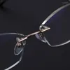 Solglasögon TR90woman Rimless Reading Glasses Reader Eyewear Diamond Cut Glassest Anti-Blue Light Geryeglass High Quality