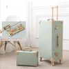 Resväskor reser resväska vagn bagage retro rullande set kvinnor lösenord kabin kosmetisk universal