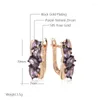 Dangle Earrings Kinel Luxury Purple Natural Zircon English For Women 585 Rose Gold And Black Plating Vintage Wedding Daily Wear Jewelry