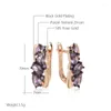 Boucles d'Oreilles Pendantes Kinel De Luxe Violet Zircon Naturel Anglais Pour Les Femmes 585 Or Rose Et Noir Placage Vintage Mariage Quotidien Porter Des Bijoux