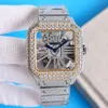 Full Diamond Hollow Out Mens Kwarc Ruch Watches 39,8 mm ze stalową bransoletką z diamentem