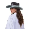Basker ledde lätt jazzhatt western cowboy cowgirl kvinnor män cosplay kostym mousserande halloween fest semester