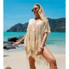 Women's Swimwear Women Fashion Dress Beach Sundress Long For Pareo 2023 Knit Sexy Hollow Out Fringe Bikini Print Polyester Covered Summer