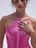 Dresses Sexy Tassel Dress Women Party Fringe Pink Y2K Long Backless Bodycon Female Dresses 2022 Summer Cut Out Sleeveless Lady Vestidos