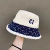 New lamb wool fashion letter basin hat authentic handsome foreign style widened temperament furry general fisherman hat