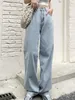 Kot 2022 kadın kot pantolon yüksek bel geniş bacak denim pantolonlar uzun beyaz pantolon sokak kıyafetleri vintage harajuku düz yeşil pantolon