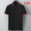 Polos pour hommes Polo d'été pour hommes grande taille 10XL 11XL chemises couleur unie hauts mâle grand noir