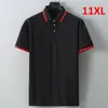 Heren PoloS Zomer Polo Shirt Men Plus maat 10xl 11xl Shirts Solid Color Tops Male Big Black