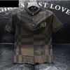 Men's T-Shirts designer European station men's summer new Polo shirt tide checkered flocking lapel all-match T-shirt men youth top HDKG