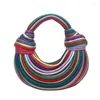 Duffel Bags 2023 European And American Fashion Candy Color Handheld Women's Personalized Noodle Woven Bag