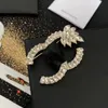 20Style 18K Klassiska guldpläterade bokstäver Broscher Små Sweet Wind Women Luxury Brand Designer Crystal Pearl Brooch Pins Metal Smycken Fashion Accessories