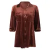 Casual Dresses Gold Velvet Dress Women Loose Sleeve Long Shirt Top Surplice Solid Color Commute Buttons Elegant