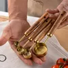 Meetinstrumenten 4/8 STUKS Goud Zilver Rose Lepel Set Houten Handvat Roestvrij Stalen Kopjes Schaal Koffiemeel Bakken Keuken