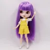 Poupées ICY DBS Blyth poupée 1/6 BJD blanc/beige peau 19 articulations corps brillant/givré visage violet cheveux longs raides bricolage jouet poupées pour les filles 230426