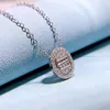 Chains Korean Foreign Trade Fashion Versatile Luxury Necklace Pendant For Women 925 Silver Full Diamond Oval Neckchain