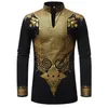 Ethnic Clothing Men Print African Print Dresses Rich Bazin Dashiki Long Sleeve T-shirt Traditional Fashion Style Adult Blouse Clothing 230425