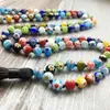 Chains Colorful Flower Beaded Mala Designs Necklace Gift For Women Japa Handmade Knotted 108 Prayer Jewelry Tassel