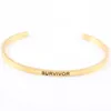 Bracelet 3 couleurs en acier inoxydable gravé citation inspirante positive "SURVIVOR estampillé Mantra Mantra Bracelet pour femme