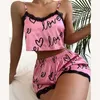 Dames slaapkleding 2 stks vrouwen shorts pyjama's set nachthemd pak naadloze kanten loungewear slaapkleding camisoles sexy liefde brief dames lingerie sets