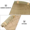 Set di stoviglie 2 pezzi fatti a mano in polvere di bambù tessuto cestino tessuto porta verdure per la casa contenitore di stoccaggio vassoio rotondo paletta fornitura domestica