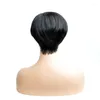 Pixie Cut Wig Bob Lace Front Short Straight Blunt Human Hair Wigs With Full Bangs Pre Plucked 13x4 för kvinnor 150%