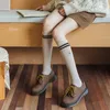 女性の靴下フラワー刺繍膝 - ハイストッキング春秋のファッションコットンロングハラジュクヴィンテージストリートウェアクルーソック