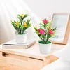 Dekoratif çiçekler mini yapay bitkiler saksı yeşil bonsai potu ev dekorasyon el sanatları için sahte çiçek süsleri