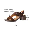 Sandals Summer Women Sheep Suede Leather Scarpe per lussuoso gladiatore romano casual aperto di punta gladiatore