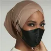 Hijabs kvinna vacker korsad panna mössa med genomborrade öron turban elastisk tyg hatt damer muslimska kvinnor hijabs scarf cap 230426