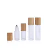 Glass Essential Oil Roll On Bottles with Stainless Steel Roller Balls and Bamboo Lid 5ml 10ml 15ml Refillable Perfume Sample Bottle Cos Vdee