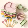 Dishes Plates A Free Baby Silicone Sucker Bowl Plate Children's Tableware Training Fork Spoon Portable Feeding Snack Cup Dining Appliance 231124