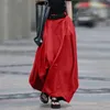 スカート女性スカートハイウエストソリッドカラーコットンブレンド大きなヘムポケットマキシストリートウェア