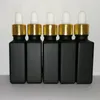 30ml Black Frosted Glass Reagent Pipette Dropper Bottles Square Essential Oil Perfume Bottle Smoke oils e liquid Bottle With Gold Cap Alsen