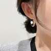 Boucles d'oreilles créoles tendance noires avec cercle de cœur blanc, bijoux de fête ronds pour filles, mode coréenne, vente en gros, 2023