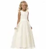 Vestidos de menina White Lace Princess Dress Girls Wedding Party Festas Clothing Autumn Autumn Delicate First Communion Kids Transmumes