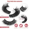 Falska ögonfransar 3D Faux Mink Lashes Wispy Fluffy Russian Volume D Curl Extension Natural 16mm Fake Manga 14 Par