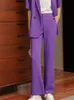 Damespakken Blazers Dames Summer Fashion Koreaans blazer broekpak Purple Elegant Jacketpants 2 -delige set vrouwelijke formele zakelijke broeken pak 230426