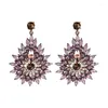 Brincos de Moda Danging Droga de Flores de Luxo Para Mulheres Vintage Bohemian Pink Black Crystal Wedding Jewelry Gift Wholesale