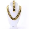 Mens Large Thick 14K Gold Plated Miami Cuban Chain And Bracelet Set 18mm 30inch