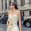 Tanks pour femmes Mexzt Sexy White Tops Women Fashion Bow Crop Crop printemps Été sans brete